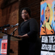 Georgia gubernatorial Democratic candidate Stacey Abrams gives remarks at “The Asian Justice Rally – Break the Silence” event at the Georgia Railroad Freight Depot on March 16, 2022, in Atlanta, Georgia. A coalition of Asian American non-profit organizations held the event to honor the eight lives lost, six of whom were Asian women, one year ago at the metro Atlanta shooting spree that took place at three different Spas.